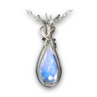 Natural Moonstone Pendant - Sterling Silver w/ Chain