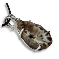 Natural Agate Geode & Sterling Silver Pendant - Handmade in Alaska
