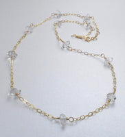 Handmade Herkimer Quartz Crystal and 14k Gold Filled Wire Wrapped Necklace - Made in Alaska