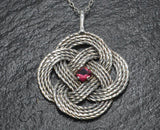 Traditional Sailor's Turk's Head Knot w/ Natural Red Spinel .6ct -Solid Sterling Silver