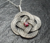 Traditional Sailor's Turk's Head Knot w/ Natural Red Spinel .6ct -Solid Sterling Silver