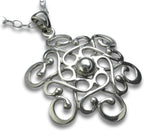 Handmade Silver Filigree Snowflake Pendant in 925 Sterling Silver & 18 Inch Sterling Chain