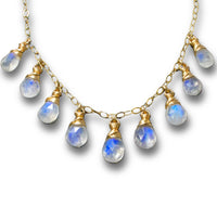 Natural Moonstone and 14K GF Necklace