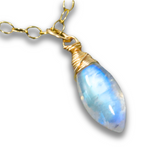Natural Moonstone 14K Gold Filled Pendant w/ Chain