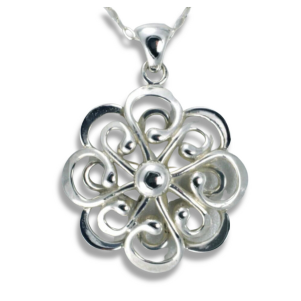 3D Sterling Silver Mandala Pendant w/ 18" Chain