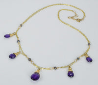 Handmade Amethyst Necklace - Amethyst, Black Pearl & 14k Gold-filled Necklace - Gold Necklaces For Women - Made in Alaska