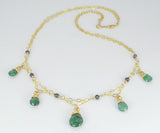 Handmade Emerald Necklace - Emerald, Black Pearl & 14k Gold-filled Necklace - Made in Alaska