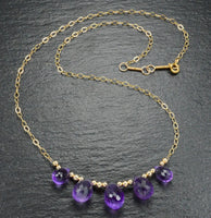 Amethyst Briolette Necklace - 14k GF and Sterling Silver