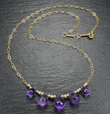 Amethyst Briolette Necklace - 14k GF and Sterling Silver