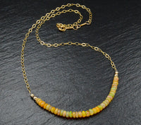 Handmade Ethiopian Fire Opal and 14k Gold-filled Demi-Strung Beaded Necklace