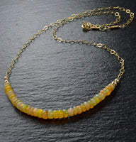 Handmade Ethiopian Fire Opal and 14k Gold-filled Demi-Strung Beaded Necklace