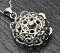 Smaller Size Intricate 3D Mandala Pendant in Sterling Silver w/ 18" Sterling Chain