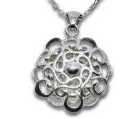 Smaller Size Intricate 3D Mandala Pendant in Sterling Silver w/ 18" Sterling Chain