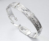 Handmade Sterling Silver Wire Wrapped Bracelet - Waves & Flowers Pattern - Silver Bracelets For Women - Made in Alaska