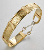Handmade Gold Bracelets For Women - 14K Gold Filled Wire Wrapped Bangle Bracelet - Art Nouveau Floral Design - Made in Alaska