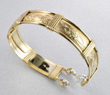 Handmade Gold Bracelets For Women - 14K Gold Filled Wire Wrapped Bangle Bracelet - Art Nouveau Floral Design - Made in Alaska