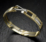 Handmade 14k Gold Filled and Sterling Silver Wire Wrapped Bracelet - Smooth High Polish Design - Made in Alaska