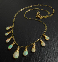 Natural Fire Opal Necklace - 14K Gold Filled - Handcrafted in Alaska