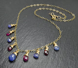Tanzanite and Rubellite Tourmaline Gemstone Necklace - Rare Gems - 14K Gold Filled - Handcrafted in Alaska