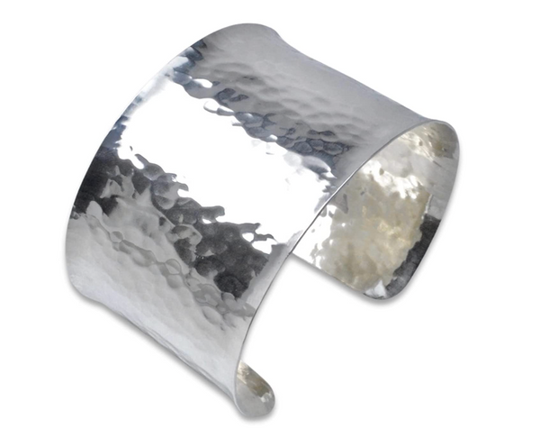 Hammered 1 1/2" Wide Cuff Bracelet - Handmade in Alaska - 925 Sterling Silver- Made in Alaska