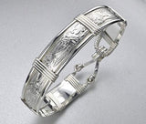 Sterling Silver Art Nouveau Floral Patterned Wire Wrapped Bracelet - Handmade in Alaska