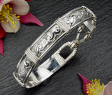 Handmade Sterling Silver Bracelet - Waves & Flowers Pattern - Silver Bracelets For Women - Made in Alaska