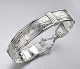 Sterling Silver Art Nouveau Floral Patterned Wire Wrapped Bracelet - Handmade in Alaska